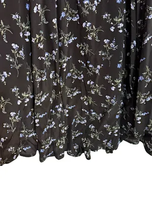 GAP Black Floral V-Neck Button-Front Midi Dress Size Petite Large thumbnail 7