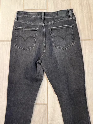Women's High-Rise Straight Leg Ripped Jeans in Washed Black thumbnail 7