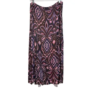 Farm Rio Bohemian Silky Satin Pineapple Ikat A-Line Midi Maxi Skirt Size Large thumbnail 9