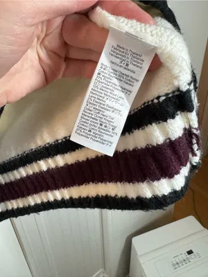 Madewell Ribbed-Trim Mockneck Sweater Jet Black Stripe size larg‎e cotton wool thumbnail 7