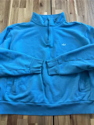 Adidas Skateboarding Quarter Zip Sweatshirt XL Blue Mock Neck Pullover Logo thumbnail 1
