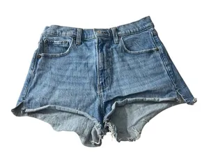 Abercrombie & Fitch The Mom Shorts High Rise Blue Denim Size 27/4 Cotton Slit thumbnail 1