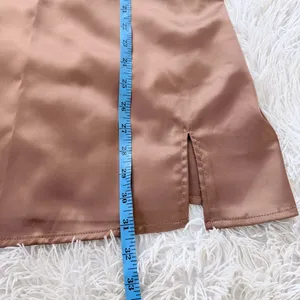 Mimosa Silky Slip Mini Dress In Milk Chocolate Brown Size M - NWT thumbnail 9