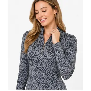 Tommy Hilfiger Womens Dress Size S Leopard Print Mock Neck Quarter Zip Casual thumbnail 7
