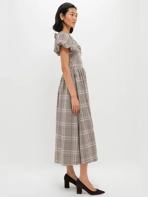 Anthropologie EN SAISON Brown Taupe Lavender Charleigh Maxi Dress thumbnail 4