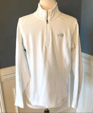 The North Face Lightweight Pullover White Long Sleeve Fleece Top Womens Medium thumbnail 6