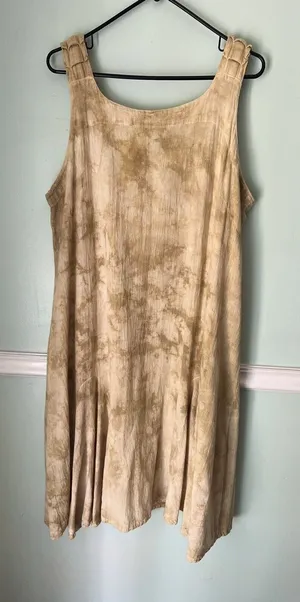 Oh My Gauze! Dress Women‎ Size 2X Beige Midi lagenlook artsy thumbnail 1