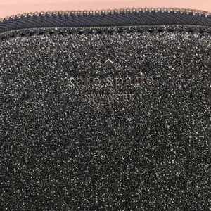 Kate Spade Black Glitter Dome Cosmetic Case Makeup Bag NWT thumbnail 2