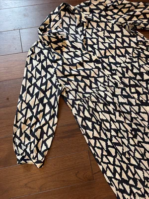 Zara Long Print Collar Dress in Black/Off White Size XL - C30-110 thumbnail 6