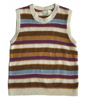 Pinch Multi-Color Striped Sweater Vest Size Medium Boho Retro Knit thumbnail 1