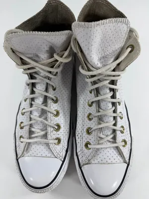 Converse Chuck Taylor All Star White Perforated Leather Hi Top Sneakers W 10 Est thumbnail 5