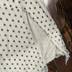 Urban Outfitters Strapless White Dress with Black Polka Dots thumbnail 3