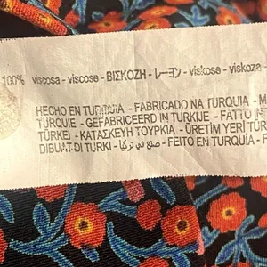 ZARA High Waisted Floral Flowy 2 Slits Preppy Midi Skirt Side Zip Up S Red Black thumbnail 9