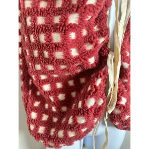 Anthropologie Red Checkered Fleece Tie Front Vest One Size OS JK THINGS VEST thumbnail 8