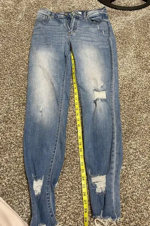 KanCan Blue Skinny Jeans with Distressed Details thumbnail 10