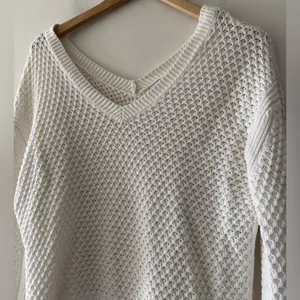 A New Day White V‎ Neck Open Knit Sweater thumbnail 2