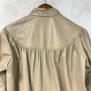Vintage A&F Originals Women Leather Jacket Size 8 Tan Western Bomber Indie Retro thumbnail 6