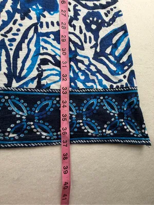 Lucky Brand Blue Tropical Print‎ Knit Mini Dress Boho Shift thumbnail 6