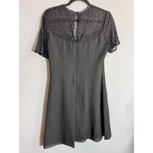 Laurence Kazar Womens vintage short sleeve beaded Formal‎ dress, Size Medium thumbnail 4