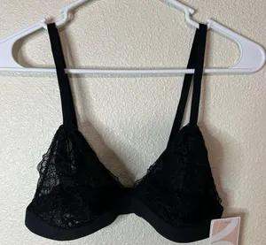 Lively black lace triangle bralette NEW L thumbnail 1