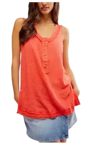 We The Free Free People Love Language Henley Tank Top Coral Sleeveless NWT Small thumbnail 1