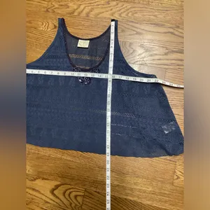 Free People cropped Retro Boho lace tank Blue. Size XS thumbnail 12