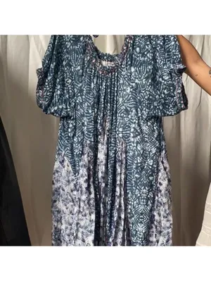 free people 100% cotton blue jet set mini dress with pockets size M thumbnail 5