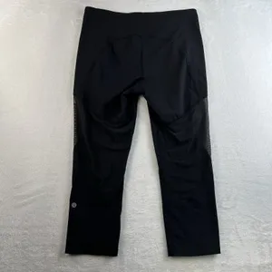 Lululemon Athletica‎ Size 10 Crop Capri Mesh Panel Leggings Black Zip Pockets thumbnail 5