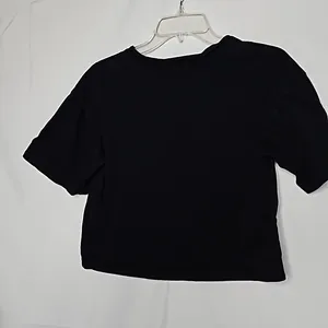 Egreis pin up Vintage short sleeve cropped black t-shirt top sz Medium thumbnail 5