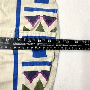 Modern Amusement Southwestern Hooded‎ Flannel Shirt Womens Sz S Beige Blue Aztec thumbnail 2