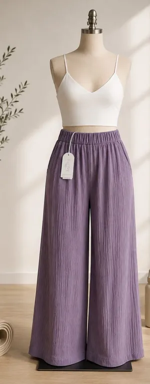 Blanca Gaia Trouser Twilight Mouve 100% Cotton Pants NWT Large thumbnail 1