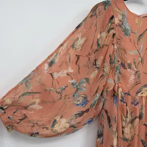 Greylyn Unwritten Peach Floral Boho Chiffon Dress Romantic Cottagecore Sz Small thumbnail 6
