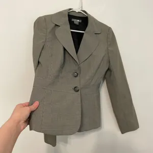 ANN TAYLOR Factory Tan / Brown Black Houndstooth Two Button Work Blazer Jacket 4 thumbnail 9