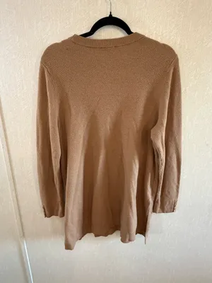 J.Jill Camel Tan Tunic Sweater Large Cotton Silk Wool Blend Side Slit thumbnail 5