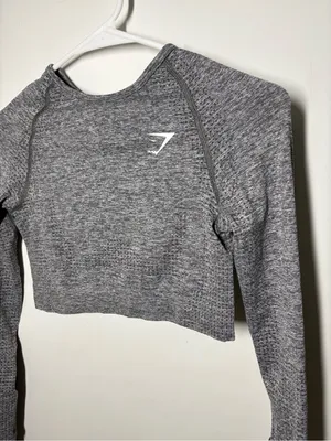 Gymshark Grey Seamless Long-Sleeve Crop Top thumbnail 2