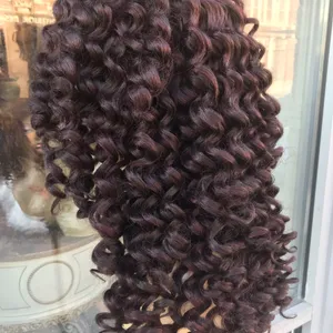 Jumbo curly lace wig 99j wine thick Ethnic 2019 thumbnail 4