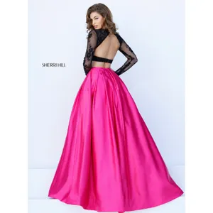 NWT Sherri Hill 50357 Black Fuchsia Two Piece Ball Gown Size 2 Prom Formal Dress thumbnail 2