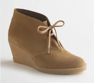 J. Crew Suede Lace Up Wedge Boots size 6 Tan‎ thumbnail 1