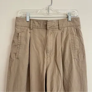 Everlane Draper Pleated Pant Khaki Ash Brown High Rise Wide Leg Size 8S thumbnail 2