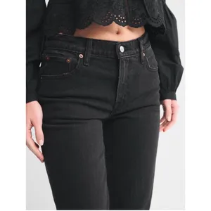 Abercrombie & Fitch Curve Love Women's 27 Black Mid Rise 90s Straight Jeans thumbnail 4