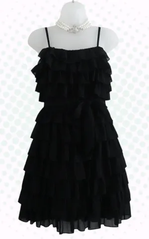 Vintage Y2K Juicy Couture Black Silk Blend Tie Front Ruffle Mini Dress Size 0 thumbnail 1