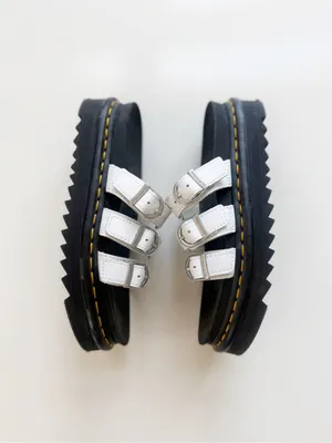 Dr. Martens Blaire Leather Slides White Size 8 thumbnail 3