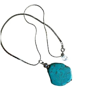 Danecraft Sterling Silver Chain with Turquoise-Look Pendant and Crystal Accent thumbnail 5