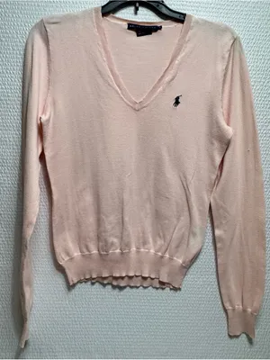 Ralph Lauren Womens V-Neck Lightweight Sweater - Pale Pink thumbnail 1