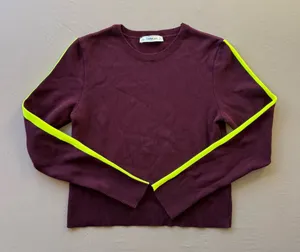 Zara Knit Sweater With Neon Stripe Sleeve Detail thumbnail 1