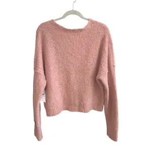 Free People Found My Friend Sweater Womens S Nude Peach Boucle V-Neck OB1010983 thumbnail 4