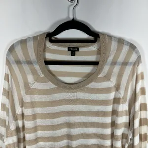 TORRID Pullover‎ Knit Sweater Women's Size 2X Striped Cream Tan Crewneck thumbnail 2