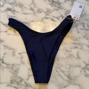 NWT QUINCE Navy Blue Italian High-Leg Bikini Bottom Sz S 💙 thumbnail 5