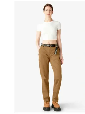 NWT Dickies Brown Duck Cargo Pants Relaxed Fit Utility Pants Belted 30R thumbnail 2