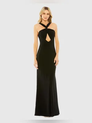 MAC DUGGAL Black Knotted Halter Neck Keyhole Jersey Gown Size 2 (SOLD OUT) thumbnail 5